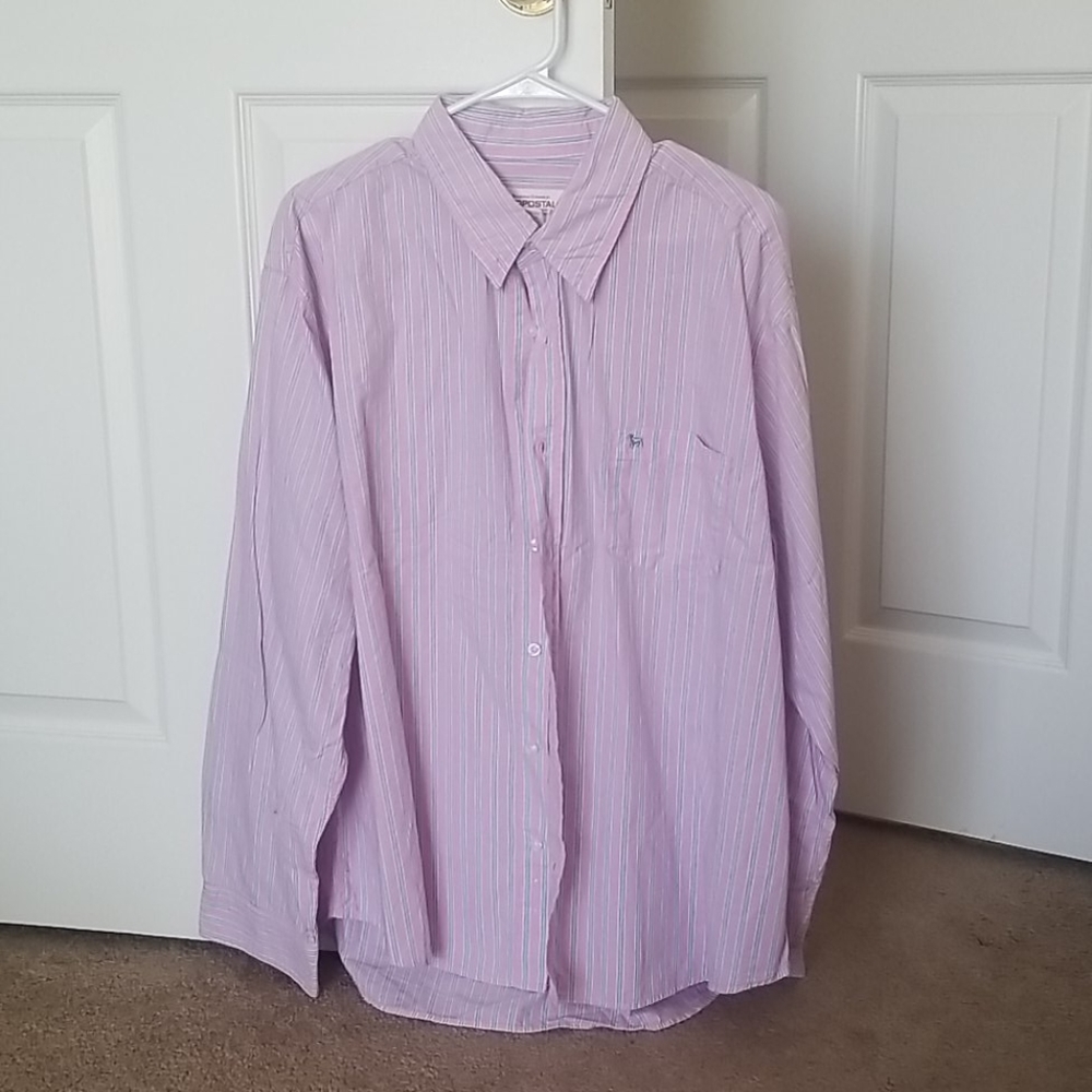 Aeropostale Pink Striped Collared Shirt